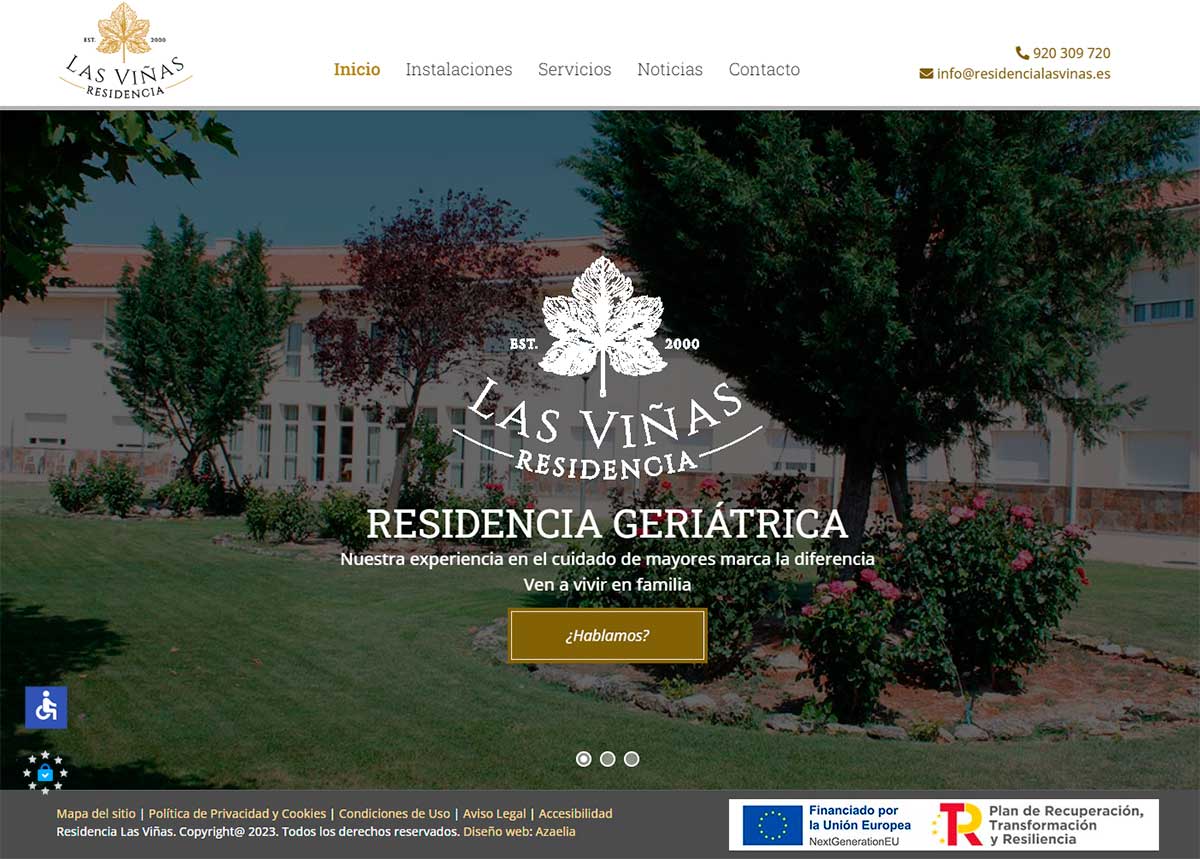 Página web en Segovia. Residencia Las Viñas. Nueva referencia de Azaelia