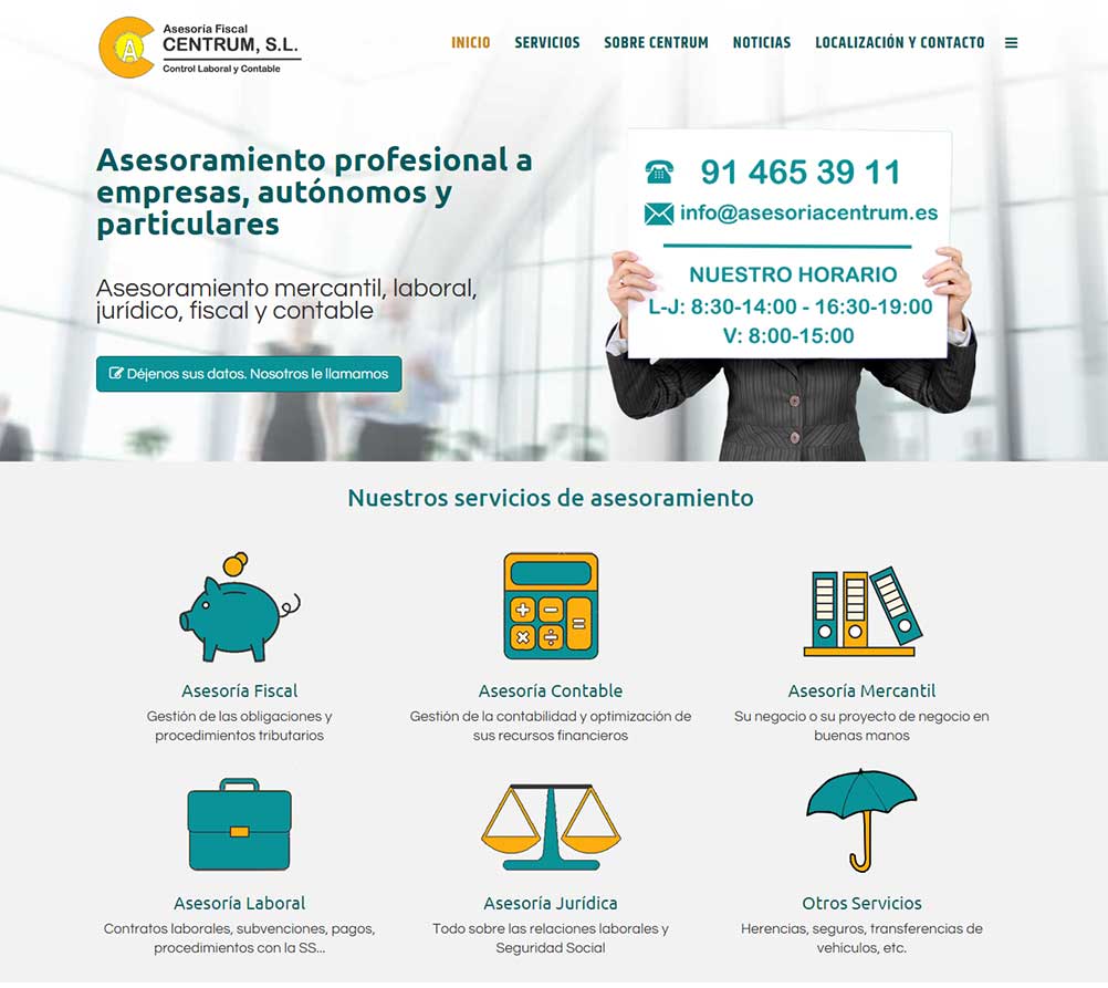 Asesoría Fiscal Centrum en Carabanchel. Nueva referencia de página web de Azaelia