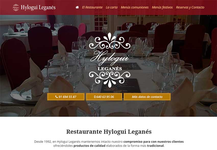 Restaurante Hylogui. Nueva referencia de página web de Azaelia en Leganés