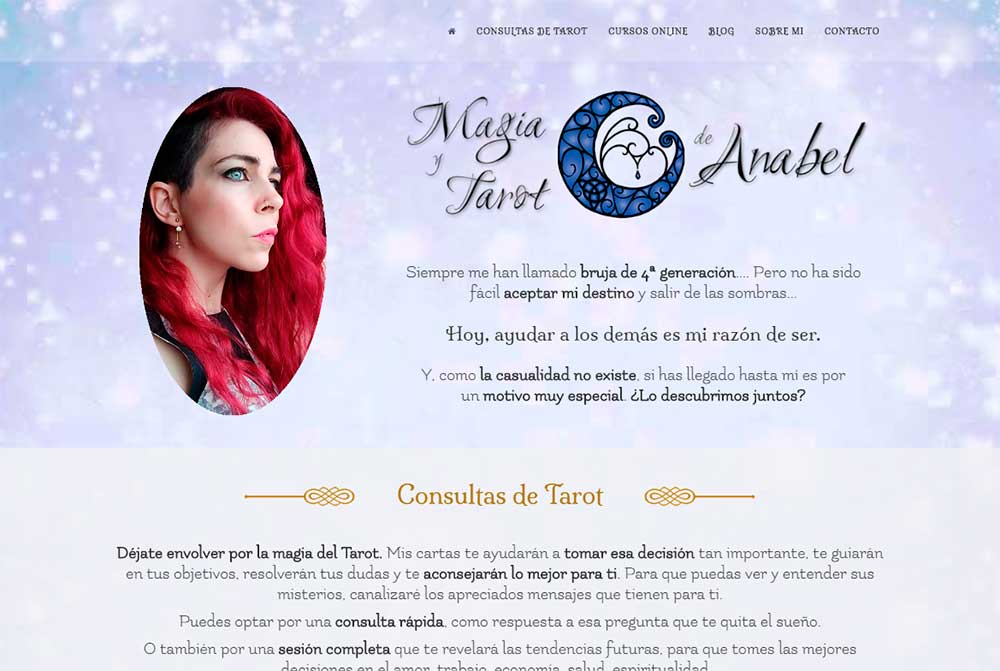 Diseño de páginas web en Madrid. Nueva referencia de Azaelia: Magia y Tarot de Anabel