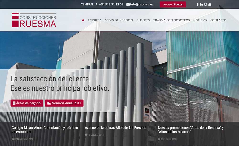 Páginas web en Madrid. Nueva referencia de Azaelia: Construcciones Ruesma