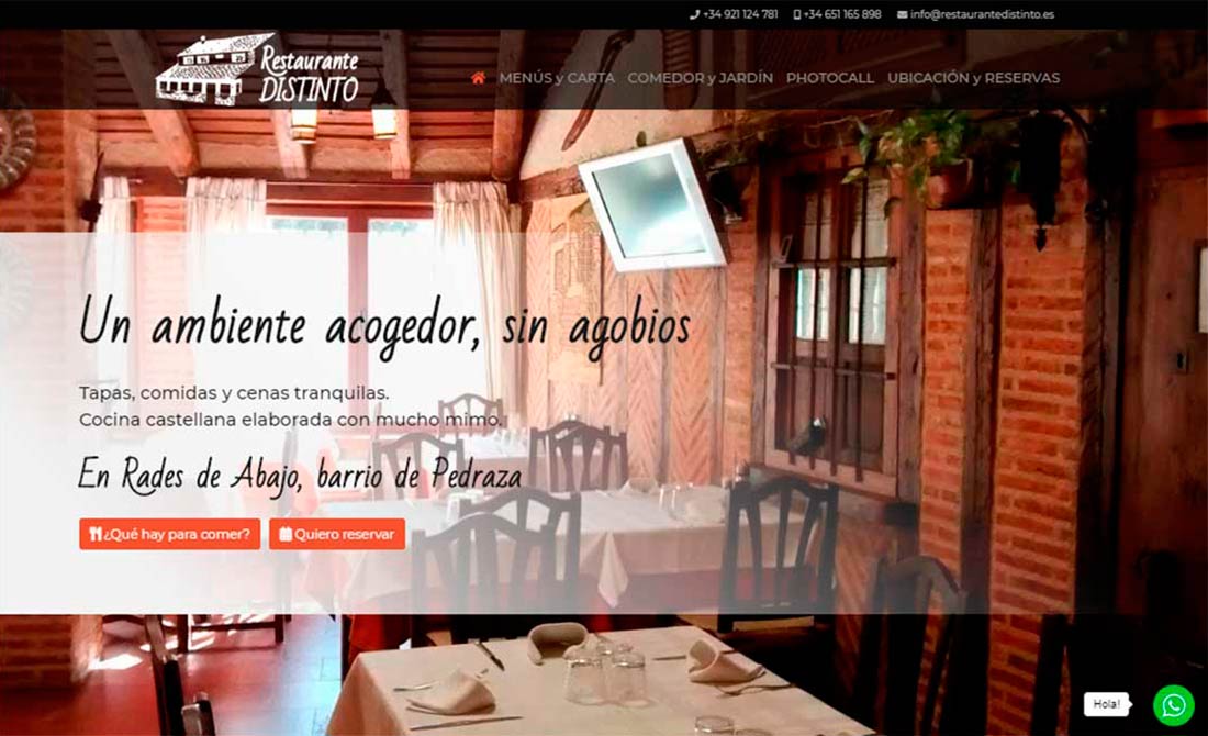 Diseño de páginas web en Segovia. Restaurante Distinto, nueva referencia de Azaelia