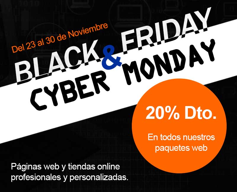Black Friday & Cyber Monday en Azaelia. 20% Dto. en todos nuestros paquetes web